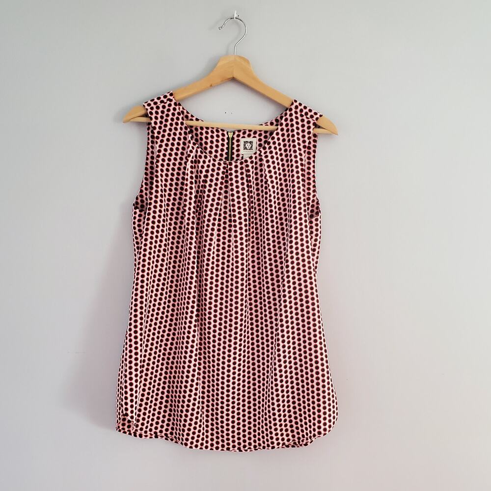 Anne Klein Polka Dot Sleeveless Top L